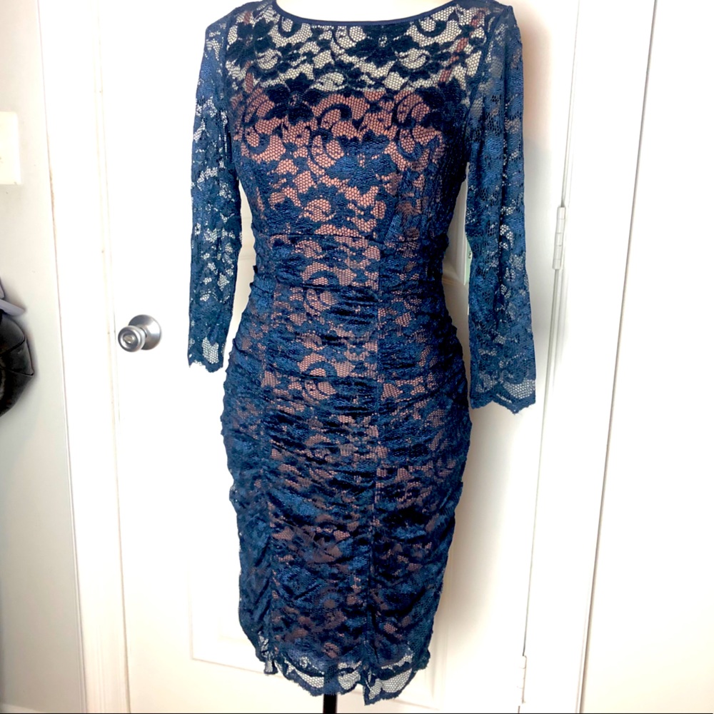 Navy Lace Cocktail Dress